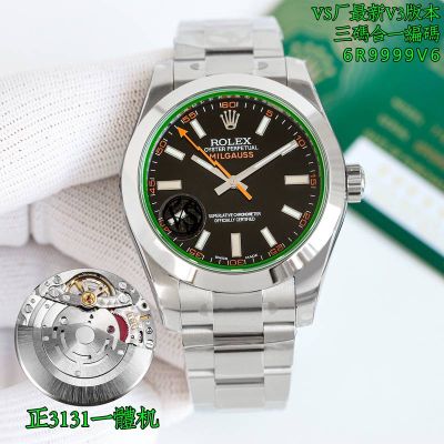 Rolex Milgauss 116400 Hands 3131 Movement 40mm 904L Steel Watch